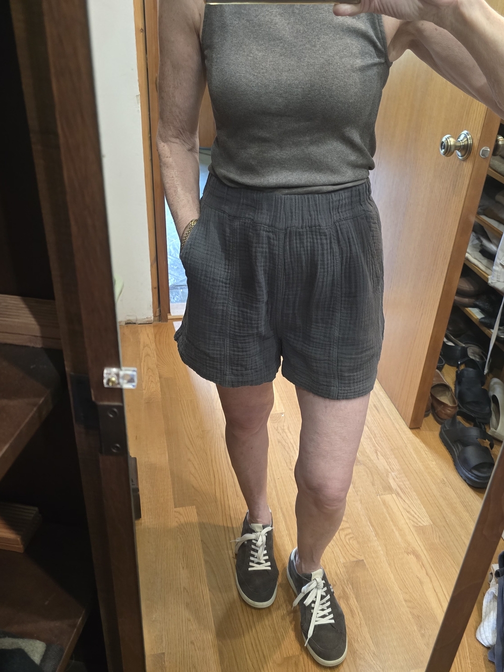 Madewell Charcoal Pull-On 100% Cotton Gauze Shorts | XS